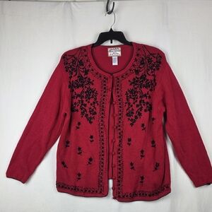 Heirloom Collectibles Beads cardigan Sweater Embroidered